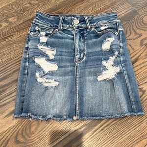 Ripped Denim Mini Skirt